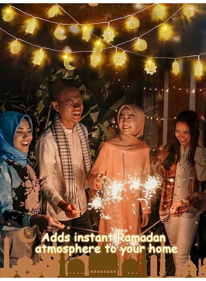 زينة رمضان أضواء السلسلة، 3 أمتار 20 لمبة رمضان وعيد، أضواء تعمل بالبطارية للديكور الداخلي والخارجي لرمضان مبارك كريم، 3 بطاريات وUSB طاقة مزدوجة - Image 3